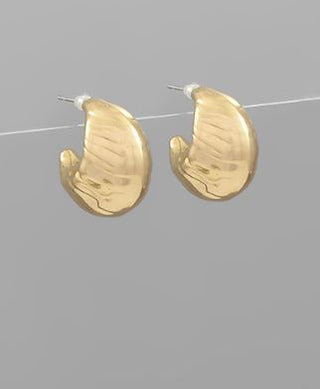 Gold Textured Moon Hoops