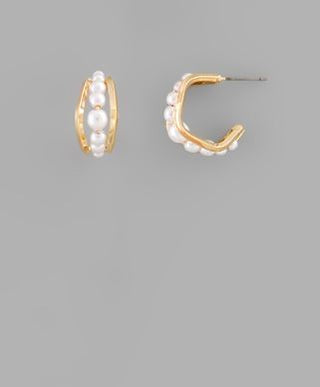 Pearl Lined Hoop Earrings