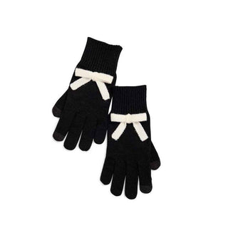 Black/Ivory Bow Touchscreen Gloves