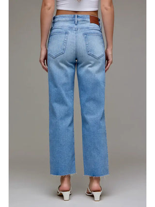 Hidden Jeans Ella Medium Wash Mid Rise Stretch Cropped Classic Straight Jean