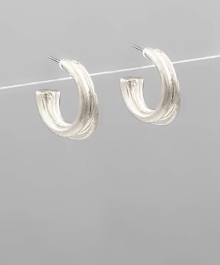Silver 10MM Textured Hoop Earrings