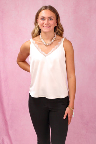Ivory 2-Way Lace Trim Cami
