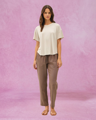 Natural Ribbed Boxy Tee