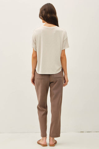 Natural Ribbed Boxy Tee