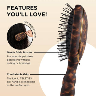 Teleties Detangler Hair Brush for Medium Hair - Tortoise
