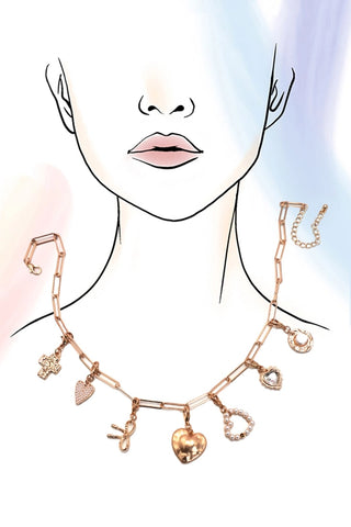 Bow/Heart/Pearl Removable Charm Necklace