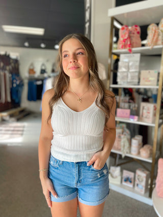 White Ribbed Tank