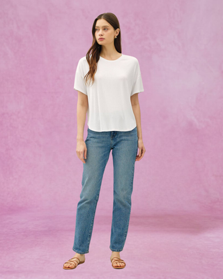 Off White Ribbed Boxy Tee