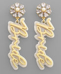 White/Gold Acrylic Bride Earrings
