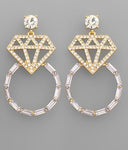 Large Diamond Ring Shape Earrings