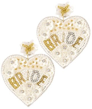 Large Decorative Flower Heart Shaped BRIDE Earrings