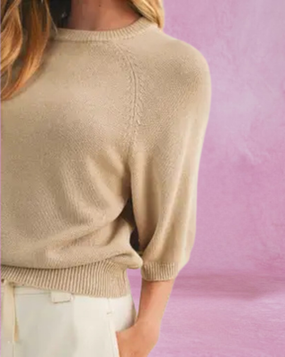 Tan Raglan Sleeve Knit Top