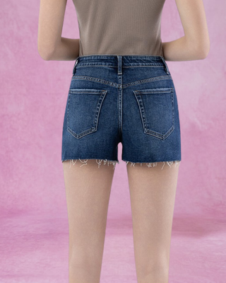 Vervet High Rise Clean Cut Hem Denim Shorts