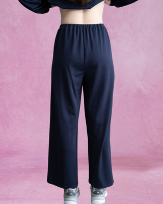 Navy Wide Leg Drawstring Pants