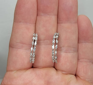 Silver/CZ Double Layer Hoop Earrings