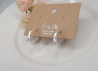 Brushed Silver Hoop Earrings