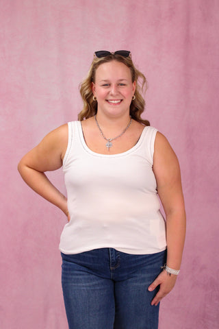 Z Supply Larkin Whipstitch Tank - White