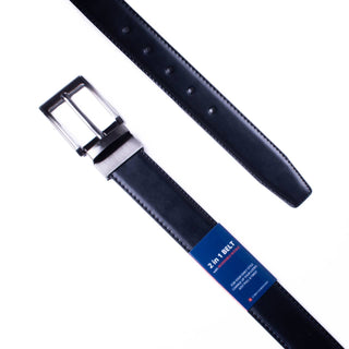 Men's Black/Brown Reversible Belt with Silver Buckle