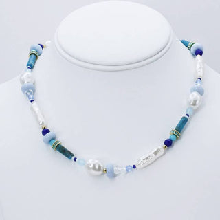 Treasure Jewels Aqua Bead and Bloom Necklace
