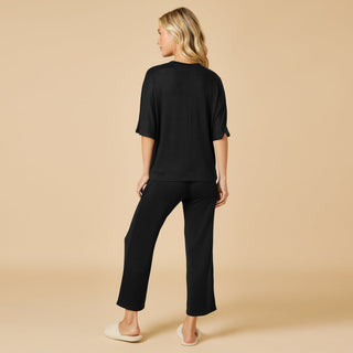 Softies Dream Relaxed V-Neck with Capri Lounge Set - Black