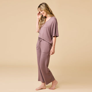 Softies Dream Relaxed V-neck with Capri Lounge Set - Driftwood