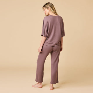Softies Dream Relaxed V-neck with Capri Lounge Set - Driftwood