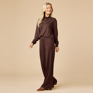 Softies Dream Jersey Cowl Neck Lounge Set - Espresso