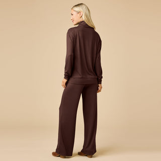Softies Dream Jersey Cowl Neck Lounge Set - Espresso
