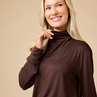 Softies Dream Jersey Cowl Neck Lounge Set - Espresso