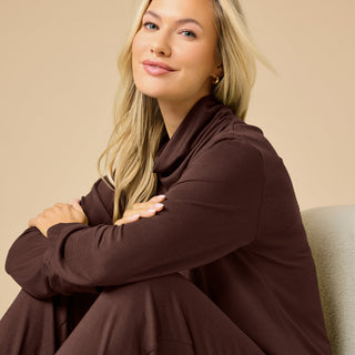 Softies Dream Jersey Cowl Neck Lounge Set - Espresso
