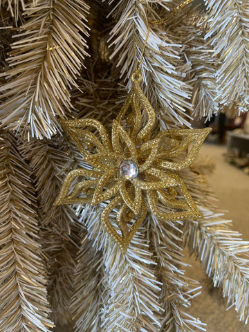 Gold Glittered Poinsettia Ornament