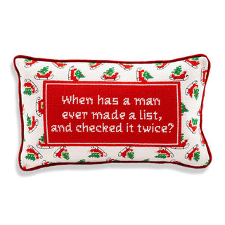 Furbish Check It Twice Needlepoint Pillow