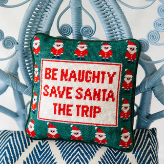 Furbish Be Naughty Needlepoint Pillow
