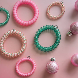 Teleties Spiral Hair Coils | Large | Merry Pinkmas Hair Ties