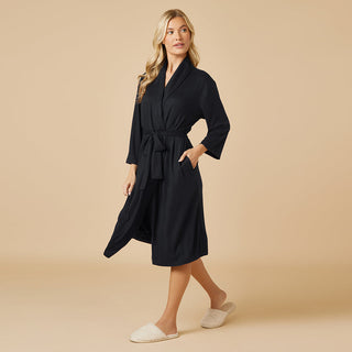 Softies Dream Shawl Collar Robe - Black