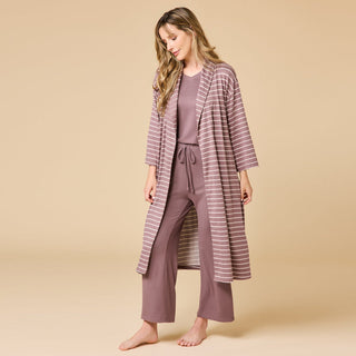 Softies Dream Shawl Collar Robe - Driftwood Stripe