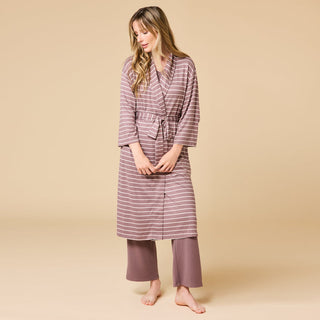 Softies Dream Shawl Collar Robe - Driftwood Stripe