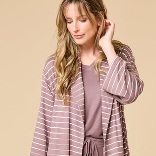 Softies Dream Shawl Collar Robe - Driftwood Stripe