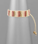 Mauve/Gold Stripe Pattern Beaded Toggle Bracelet