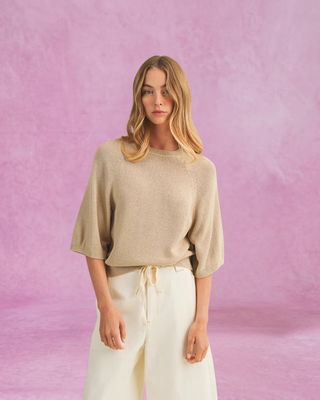 Tan Raglan Sleeve Knit Top
