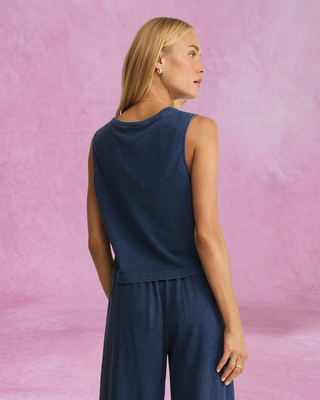 Z Supply Sloane Jersey Denim Muscle Tank - Indigo