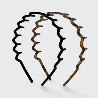 Kitsch Zig Zag Headband 2pc - Black & Tort