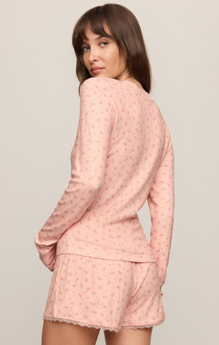 Z Supply Better Off Ditsy Long Sleeve Top - Rosewater