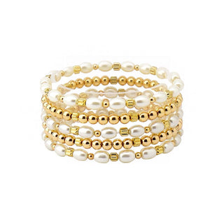 Pearl & Gold Bracelet Set