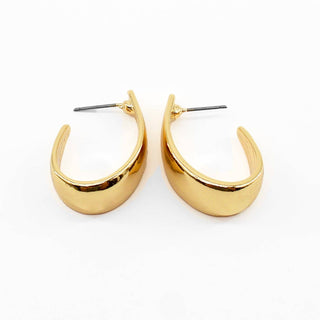 Flat Gold .3" Wide Hoop Earrings