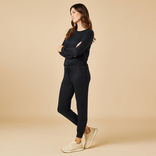 Softies Dream Jersey Crew Neck Lounge Set - Black