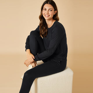 Softies Dream Jersey Crew Neck Lounge Set - Black