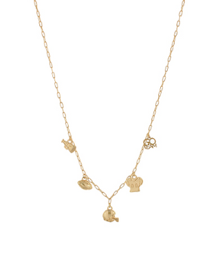 Gold Dainty Football Charm Necklace