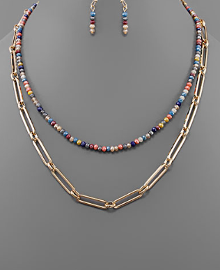 Multi Bead/Chain Layered Necklace