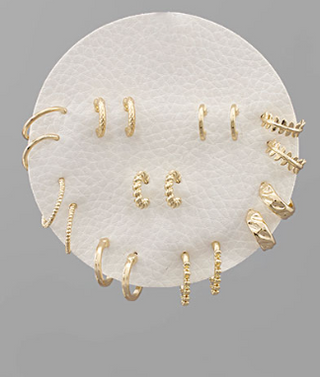 Set of 9 Gold Hoop Earrings